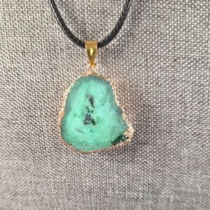 Gold and Green Pendant Necklace